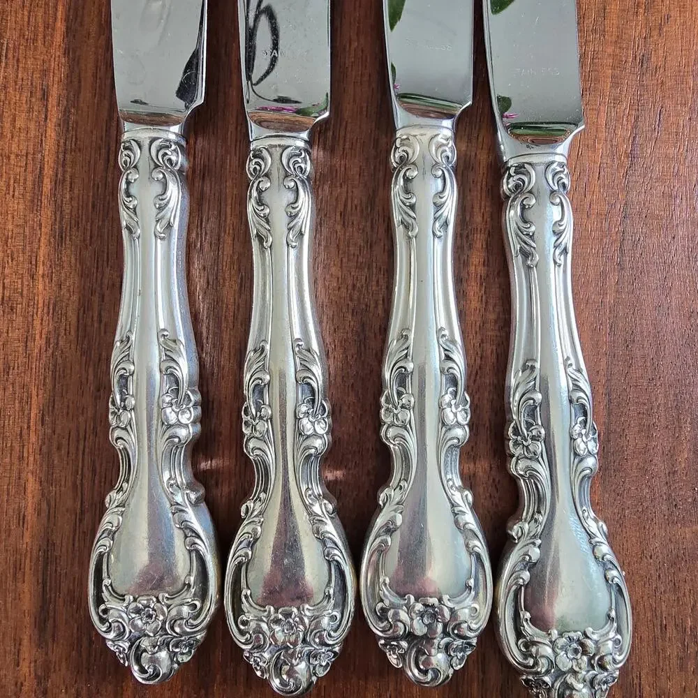 Gorham Melrose Sterling Silver Dinner Knives 4 Hollow Handle Stainless No Mono
